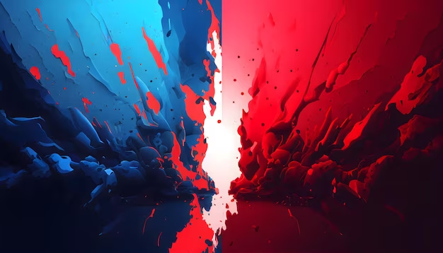 The confrontation of blue and red