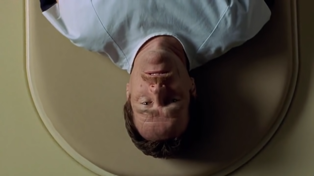 Walter White on the medical couch depicted upside down