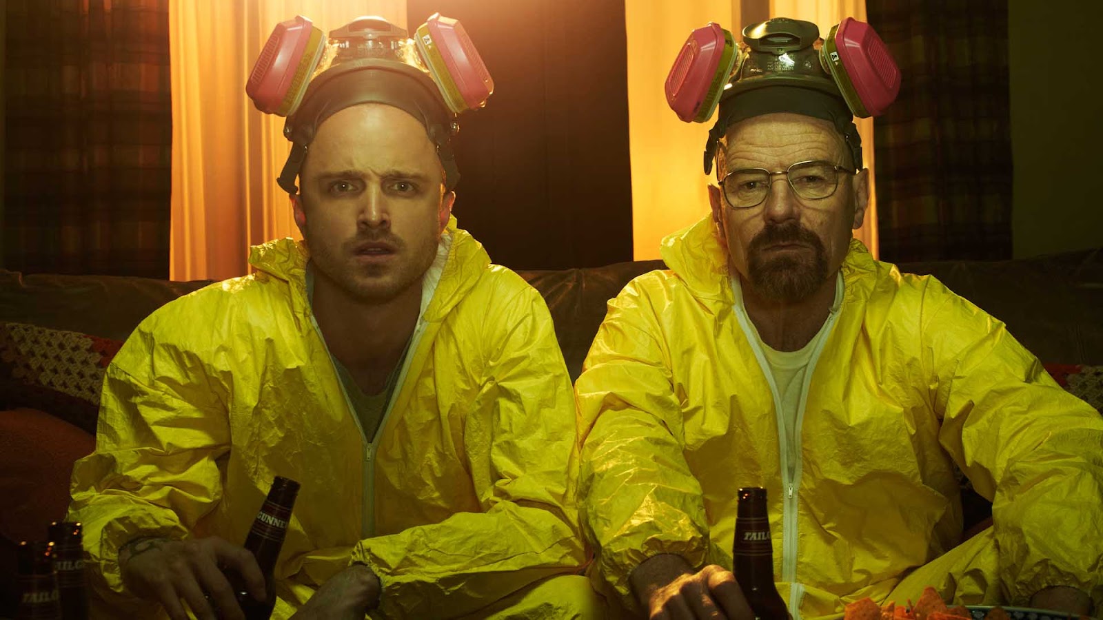 Episode from Breaking Bad – two men in yellow suits